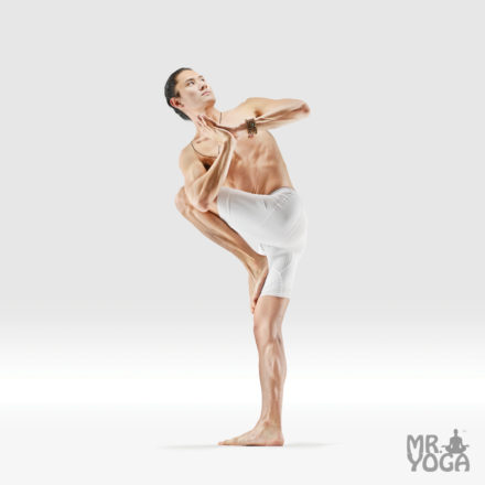 Revolved Prayer Standing Rising Wind Relieving Pose • Mr. Yoga ® Is